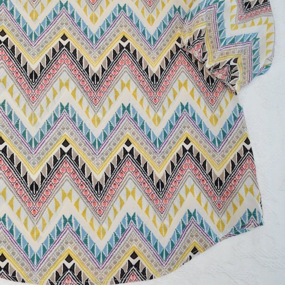 Francesca's Aina Be Rainbow Southwest Chevron Lightweight Blouse Shirt Top S - Picture 4 of 10
